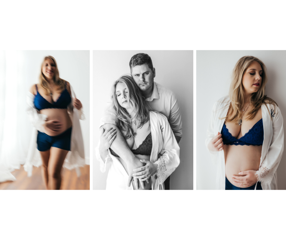Maternity session with bridal robe Michigan Maternity photographer